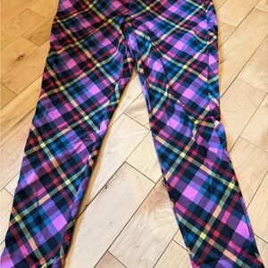 Betsey Johnson Women’s Plaid Leggings - Pink, Blue, Yellow